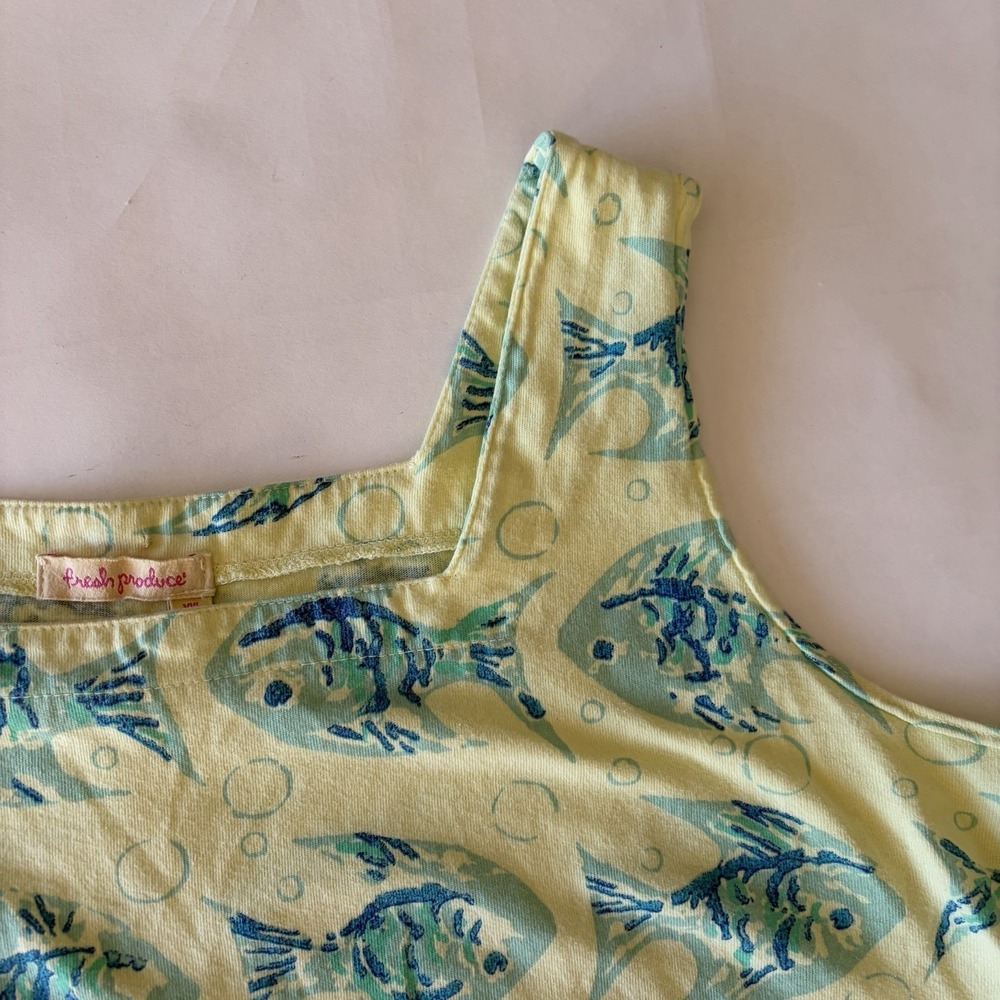 Fresh Produce Fish Tank Top Womens XL Yellow Cotton Beachy Coastal Summer Soft - Picture 3 of 7